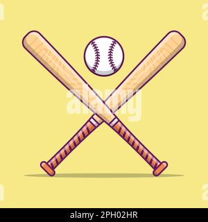 Illustration vectorielle de baseball, sticks de baseball et illustration d'icône vectorielle de balle, autocollant de concept d'icône vectorielle plate de baseball Illustration de Vecteur