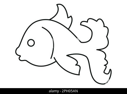 aquarium poisson - dessin animé dessin schématique simple dessin vectoriel noir et blanc illustration isolée sur blanc Illustration de Vecteur