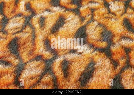 Poils de tigre fourrure gros plan extrême. 3D rendu Banque D'Images