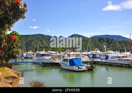 Havelock Marina, Havelock, région de Marlborough, île du Sud, Nouvelle-Zélande Banque D'Images