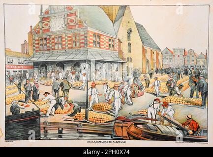 Alkmaar, pays-Bas. Février 2023. Ancienne affiche du marché du fromage à Alkmaar. Photo de haute qualité Banque D'Images