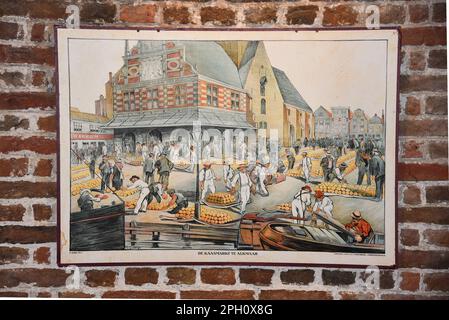 Alkmaar, pays-Bas. Février 2023. Ancienne affiche du marché du fromage à Alkmaar. Photo de haute qualité Banque D'Images