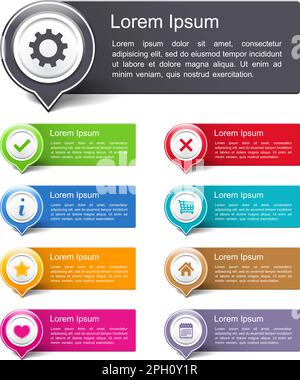Ensemble d'éléments de conception avec icônes, illustration du vecteur eps10 Illustration de Vecteur