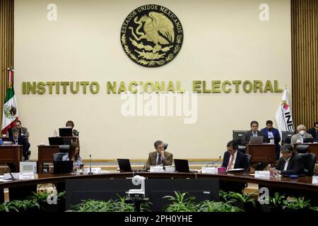 Non exclusif: 24 mars 2023, Mexico, Mexique: Le président conseiller de l'Institut National Electoral, Lorenzo Cordova Vianello pendant les s. Banque D'Images