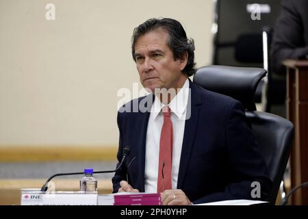 Non exclusif: 24 mars 2023, Mexico, Mexique: Le Secrétaire exécutif de l'Institut, Edmundo Jacobo Molina dans la session à l'Ele nationale Banque D'Images