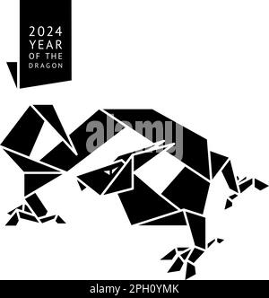 Papier origami Water dragon, 2024 ans, pour les voeux du nouvel an et le motif de noël, illustration vectorielle simple Illustration de Vecteur