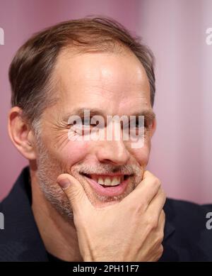 Munich, Allemagne. 25th mars 2023. MUNICH, ALLEMAGNE - MARS 25: Présentation du nouvel entraîneur en chef Thomas Tuchel du FC Bayern Munechen à l'Allianz Arena sur 25 mars 2023 à Munich, Allemagne. Prästation von Trainer Coach Thomas Tuchel de Bayern Muenchen in der Münchner Allianz Arena Fussball 1 . Bundesliga saison 2022 / 2023 © diebilderwelt / Alamy Live News Banque D'Images
