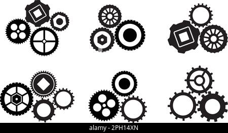 Cogwels coopération et connexion noir et blanc, partie de l'engrenage Illustration de Vecteur