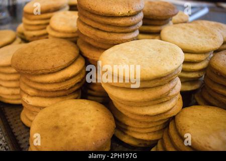 Biscuits à la vanille à remplir de dulce de leche et d'ingrédient pour les alfajores Banque D'Images