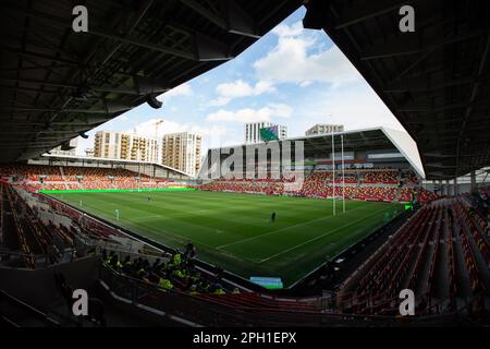 Observation générale du stade de la communauté Gtech lors du match Gallagher Premiership entre London Irish et Northampton Saints au stade de la communauté Gtech, Brentford, le samedi 25th mars 2023. (Photo: Federico Guerra Maranesi | MI News) Credit: MI News & Sport /Alamy Live News Banque D'Images