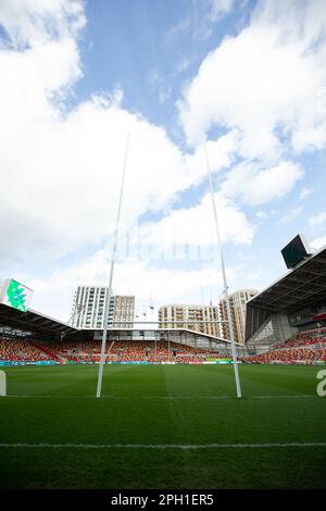 Observation générale du stade de la communauté Gtech lors du match Gallagher Premiership entre London Irish et Northampton Saints au stade de la communauté Gtech, Brentford, le samedi 25th mars 2023. (Photo: Federico Guerra Maranesi | MI News) Credit: MI News & Sport /Alamy Live News Banque D'Images