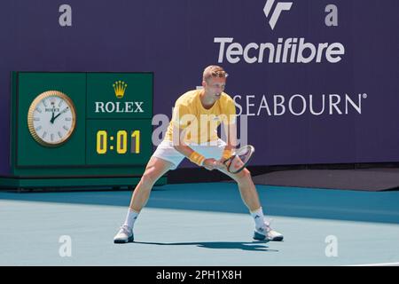 Miami Gardens, Floride, États-Unis. 25th mars 2023. [ATP] J. Lehecka (CZE) vs [18] L. Musetti (ITA) pendant le tournoi mondial de tennis à l'Open de Miami 2023 propulsé par Itau. Credit: Yaroslav Sabitov/YES Market Media/Alay Live News. Banque D'Images