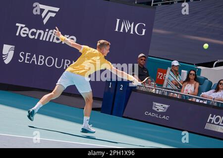 Miami Gardens, Floride, États-Unis. 25th mars 2023. [ATP] J. Lehecka (CZE) vs [18] L. Musetti (ITA) pendant le tournoi mondial de tennis à l'Open de Miami 2023 propulsé par Itau. Credit: Yaroslav Sabitov/YES Market Media/Alay Live News. Banque D'Images