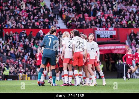 Manchester, Royaume-Uni. 25th mars 2023. Manchester, Angleterre, 25 mars 2023: Ham Ouest caucus pendant le Barclays FA Womens Super League jeu entre Manchester United et Ham Ouest à Old Trafford à Manchester, Angleterre (Natalie Mincher/SPP) crédit: SPP Sport presse photo. /Alamy Live News Banque D'Images