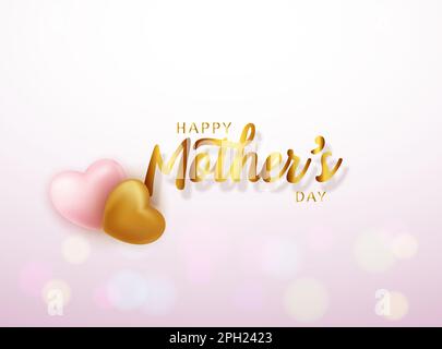 Design d'arrière-plan Happy Mothers Day avec coeur doré Illustration de Vecteur