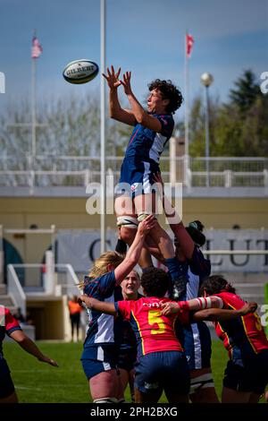 Estadio Nacional Complutense, Madrid, Espagne. 25th mars 2023. World Rugby Pacific four Series 2023, Test Match Espagne contre Etats-Unis, Estadio Nacional Complutense, Madrid, Espagne. Crédit: EnriquePSans/Alay Live News Banque D'Images