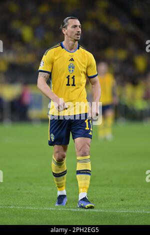 Stockholm, Suède. 24th mars 2023. STOCKHOLM, SUÈDE - MARS 24: Zlatan Ibrahimovic de Suède pendant le match de qualification de l'euro 2024 de l'UEFA entre la Suède et la Belgique à l'arène Friends sur 24 mars 2023 à Stockholm, Suède. Photo de Sebastian Frej crédit: Sebo47/Alamy Live News Banque D'Images