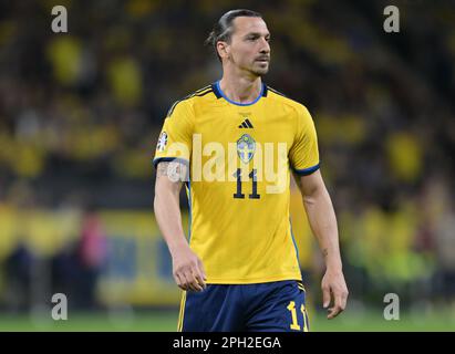 Stockholm, Suède. 24th mars 2023. STOCKHOLM, SUÈDE - MARS 24: Zlatan Ibrahimovic de Suède pendant le match de qualification de l'euro 2024 de l'UEFA entre la Suède et la Belgique à l'arène Friends sur 24 mars 2023 à Stockholm, Suède. Photo de Sebastian Frej crédit: Sebo47/Alamy Live News Banque D'Images