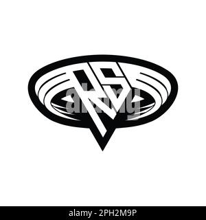 Logo RS lettre monogramme avec forme triangulaire, modèle de dessin de contour isolé de coupe Banque D'Images