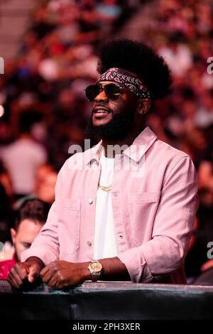 SAN ANTONIO, TEXAS - 25 mars : Aljamain Sterling au AT&T Center for UFC Fight Night - Vera vs Sandhagen - cérémonie sur 25 mars 2023 à SAN ANTONIO, États-Unis. (Photo de Louis Grasse/PxImages) Banque D'Images