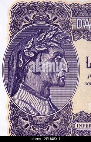 Dante Alighieri un portrait de l'argent italien - lire Banque D'Images