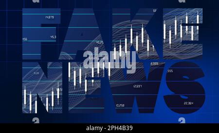 Fake News - modèle de conception pour les chaînes d'informations ou de TV Internet fond - FAKE NEWS écriture transparente sur les graphiques boursiers fond Banque D'Images
