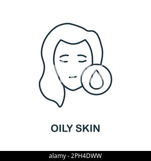 Icône de la peau huileuse. Élément simple de la collection soin de la peau. Icône de contour de peau huileuse créative pour la conception Web, les modèles, les infographies et plus encore Illustration de Vecteur