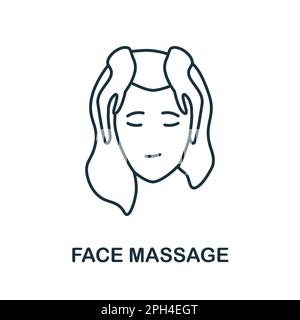 Icône de ligne de massage facial. Élément simple de la collection soin de la peau. Icône de contour de massage créatif du visage pour la conception de sites Web, les modèles, les infographies et plus encore Illustration de Vecteur