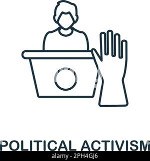 Icône de ligne d'activisme politique. Élément simple de la collection d'activités sociales. Icône de plan d'activisme politique créatif pour la conception de Web, modèles Illustration de Vecteur