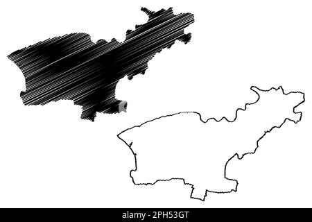 Quartier non métropolitain de South Ribble, Borough (Royaume-Uni de Grande-Bretagne et d'Irlande du Nord, comté cérémonial de Lancashire ou Lancs, Angleterre) Illustration de Vecteur