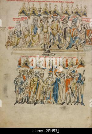 La famille de Berthold VI; le mariage de Hedwig et Heinrich 1353 par l'atelier de la Cour du Duc Ludwig I la foire Banque D'Images