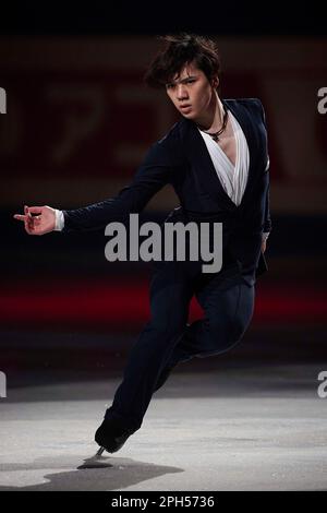 Saitama, Japon. 26th mars 2023. L'ONU Shoma du Japon se produit lors de l'exposition de gala des Championnats de patinage artistique Wrold de l'UIP qui se tiennent au Saitama Super Arena de Saitama, au Japon, en 26 mars 2023. Crédit: Pablo Morano/Xinhua/Alay Live News Banque D'Images