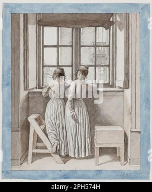 A une fenêtre dans le Studio de l'artiste 1852 par Christoffer Wilhelm Eckersberg Banque D'Images