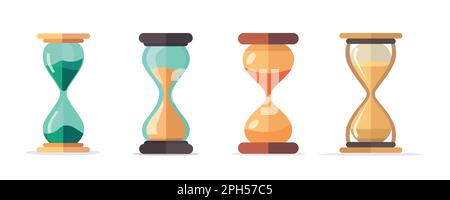 Ensemble de symboles colorés en sablier, style plat, design simple sur fond blanc Illustration de Vecteur
