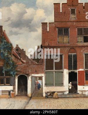 Vue sur les maisons de Delft, connue sous le nom de « la petite rue » vers 1658 par Johannes Vermeer Banque D'Images