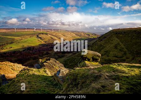 Vue hivernale sur la Calder Valley, Burnley. Banque D'Images