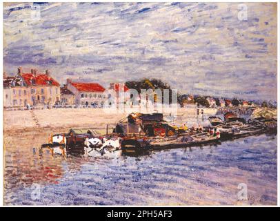 Barges sur le Loing à Saint-Mammès 1885 par Alfred Sisley Banque D'Images