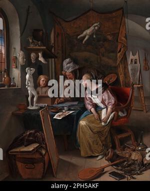 La leçon de dessin sur 1665 par Jan Steen Banque D'Images