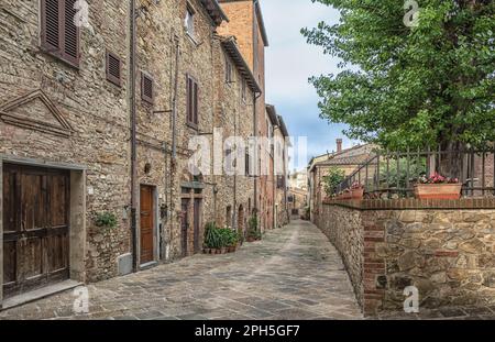 Gambassi terme paysage urbain: Centre historique de la cité toscane médiévale - province de Florence, centre de l'Italie - Europe Banque D'Images