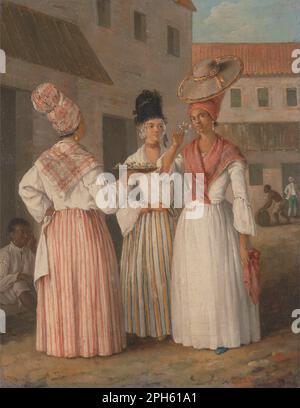 Une fille de fleur de l'Ouest indien et deux autres femmes libres de couleur vers 1769 par Agostino Brunias Banque D'Images
