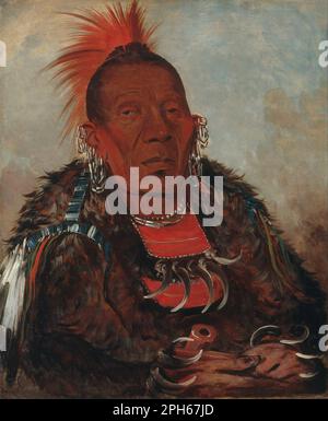 Wah-ro-née-sah, la capitule, chef de la tribu Otee 1832 par George Catlin Banque D'Images