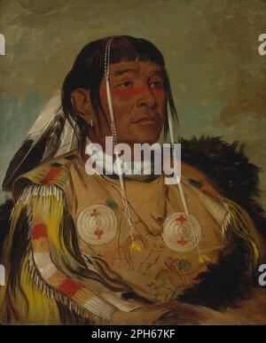 SHA-có-pay, les six, chef des Plaines Ojibwa 1832 par George Catlin Banque D'Images