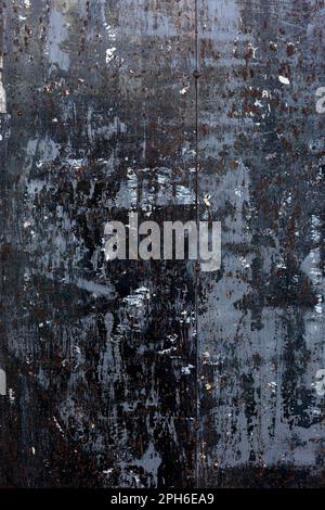 Texture de fond de panneau métallique abîmée avec rayures et rouille. Banque D'Images