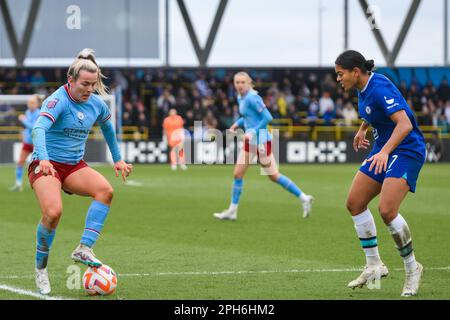 Janine Beckie #11 de Manchester City pendant le match de Super League féminin de la FA Manchester City Women vs Chelsea FC Women au campus Etihad, Manchester, Royaume-Uni, 26th mars 2023 (photo de Ben Roberts/News Images) Banque D'Images