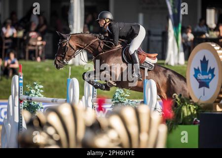 Chandler Meadows of the Unites States participe à l'événement de saut du grand spectacle de la Ligue lors des événements d'Angelstone en 2022. Banque D'Images