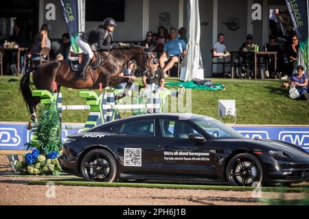 Chandler Meadows of the Unites States participe à l'événement de saut du grand spectacle de la Ligue lors des événements d'Angelstone en 2022. Banque D'Images