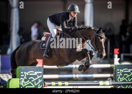 Chandler Meadows of the Unites States participe à l'événement de saut du grand spectacle de la Ligue lors des événements d'Angelstone en 2022. Banque D'Images