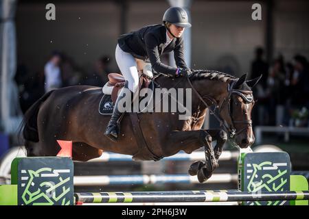 Chandler Meadows of the Unites States participe à l'événement de saut du grand spectacle de la Ligue lors des événements d'Angelstone en 2022. Banque D'Images