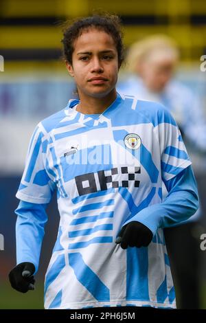 Demi Stokes #3 de Manchester City pendant le match de Super League féminin de la FA Manchester City Women vs Chelsea FC Women au campus Etihad, Manchester, Royaume-Uni, 26th mars 2023 (photo de Ben Roberts/News Images) Banque D'Images