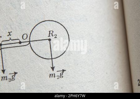 géométrie dessin sur la page de l'ancien livre jaune comme arrière-plan, algèbre livre comme arrière-plan Banque D'Images